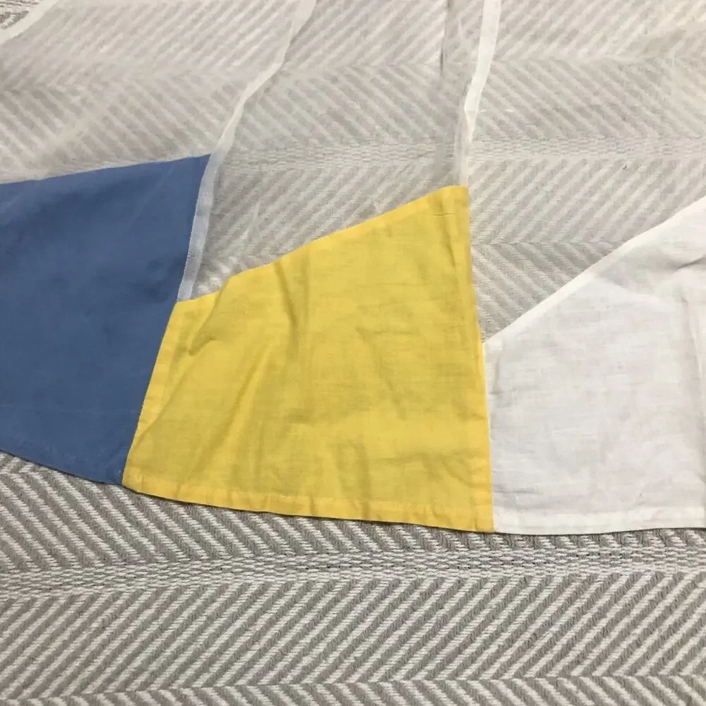 Multicolored Half Apron Star Pocket Paneled Sheer 1950s Hostess Vintage
